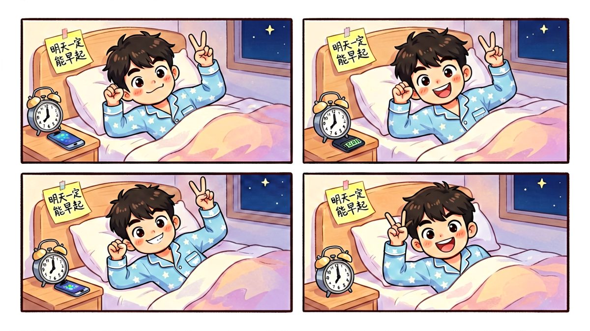 睡前信心满满：明天一定早起！