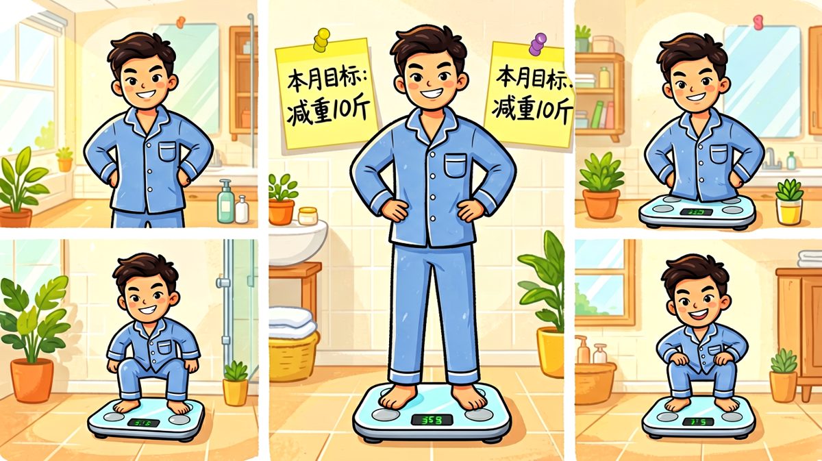 雄心壮志的开始，主角对着镜子给自己打气。