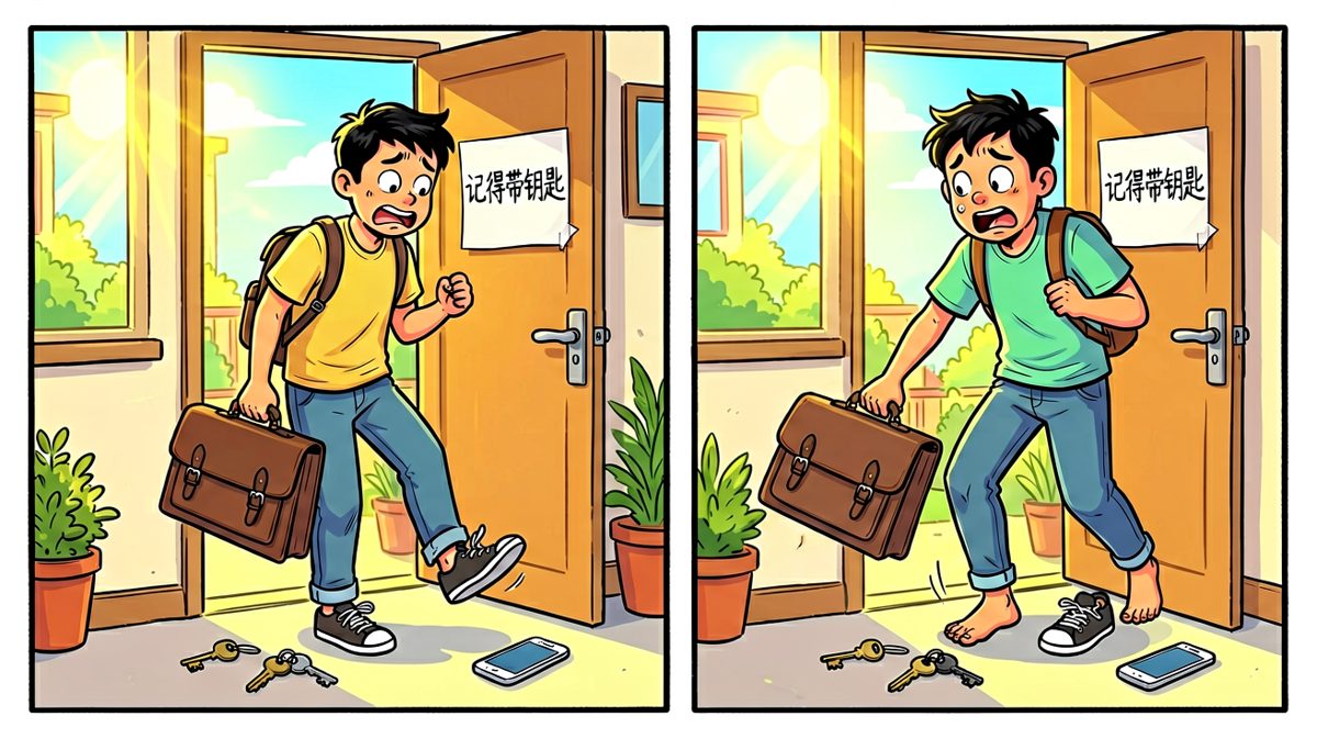 越急越乱，钥匙居然落在桌上了