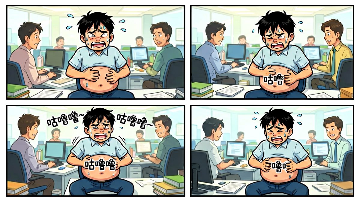 饿得前胸贴后背，开会也不敢举手。