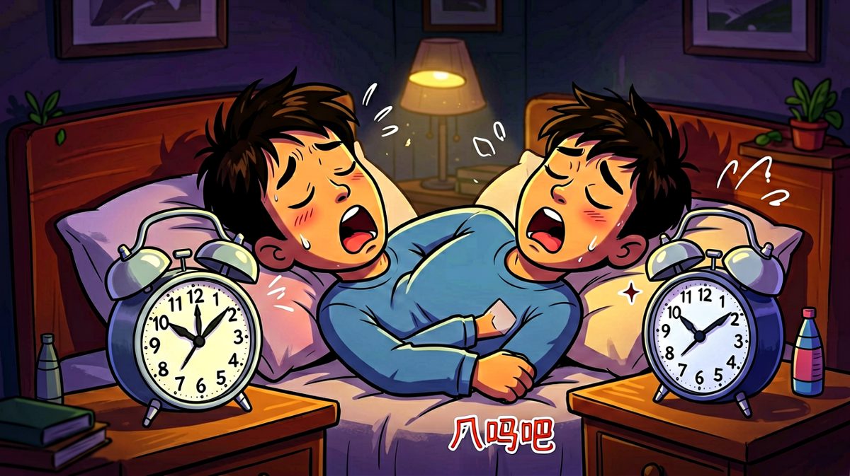 闹钟响起，主人公沉浸在梦乡中