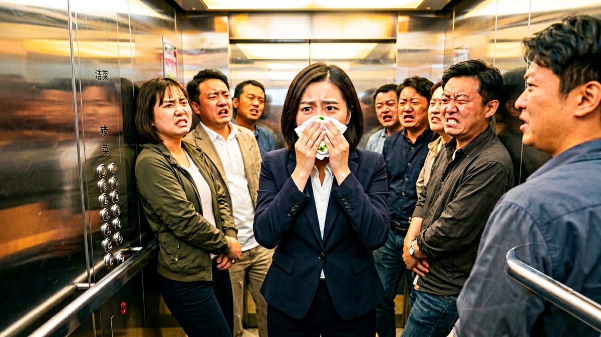 韭菜味弥漫全电梯，同事们的表情亮了。