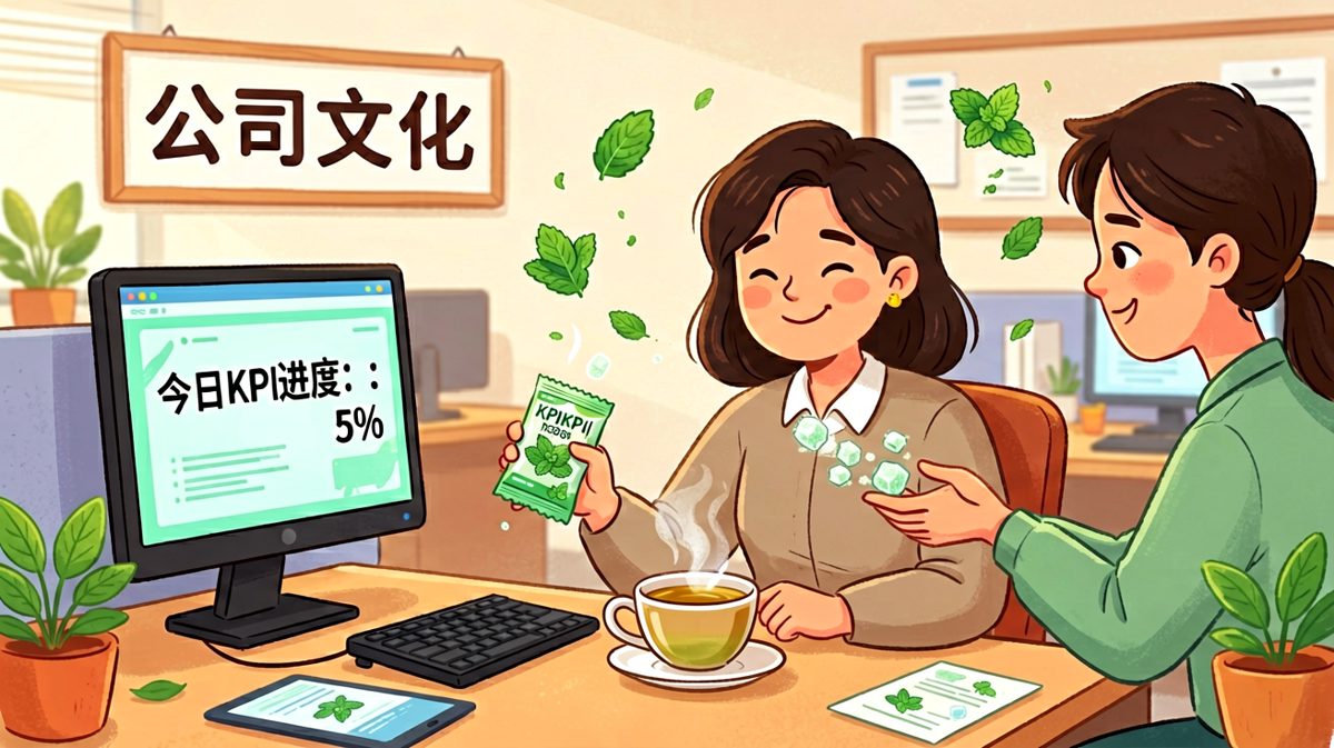 同事递来薄荷糖，冰释前嫌，打工人的温暖。