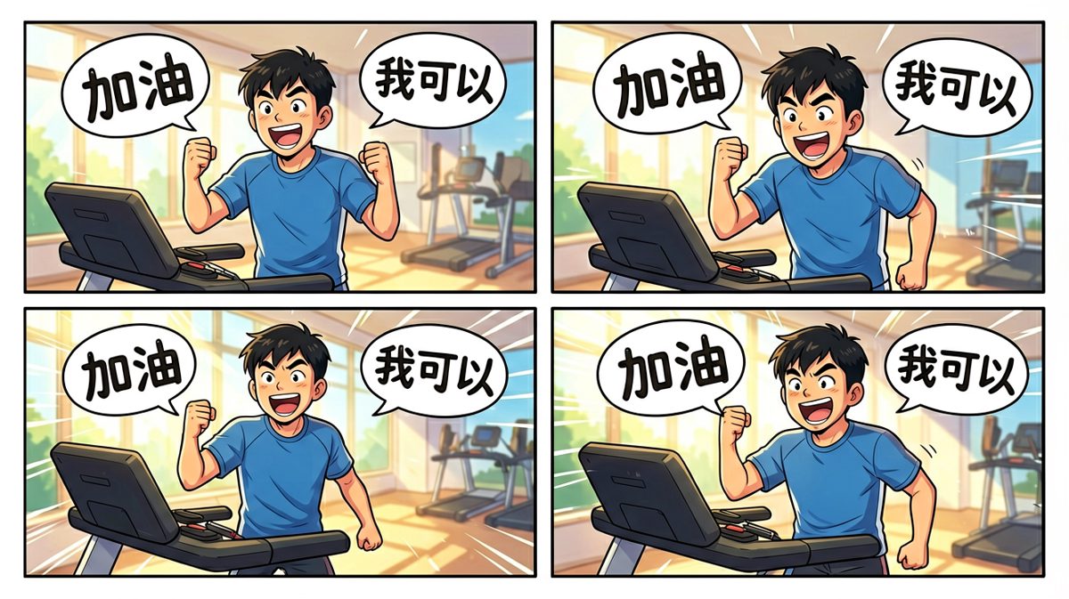 元气满满地来到健身房准备开跑。
