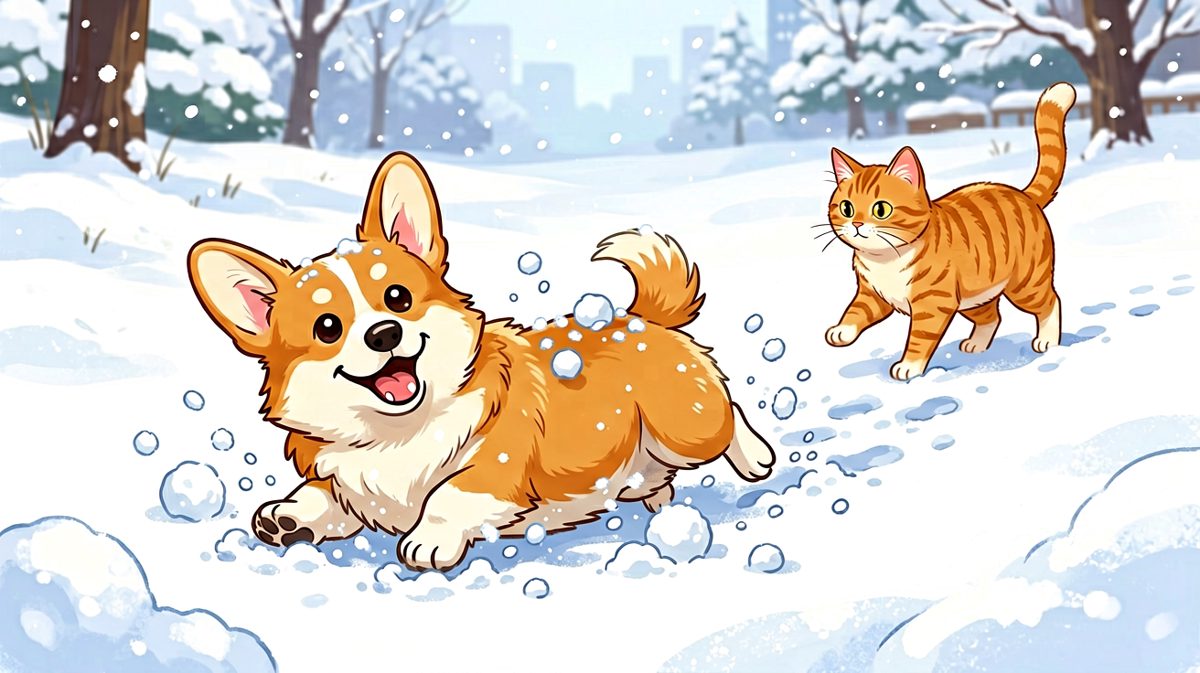 柯基：雪……雪地飞碟真好玩！