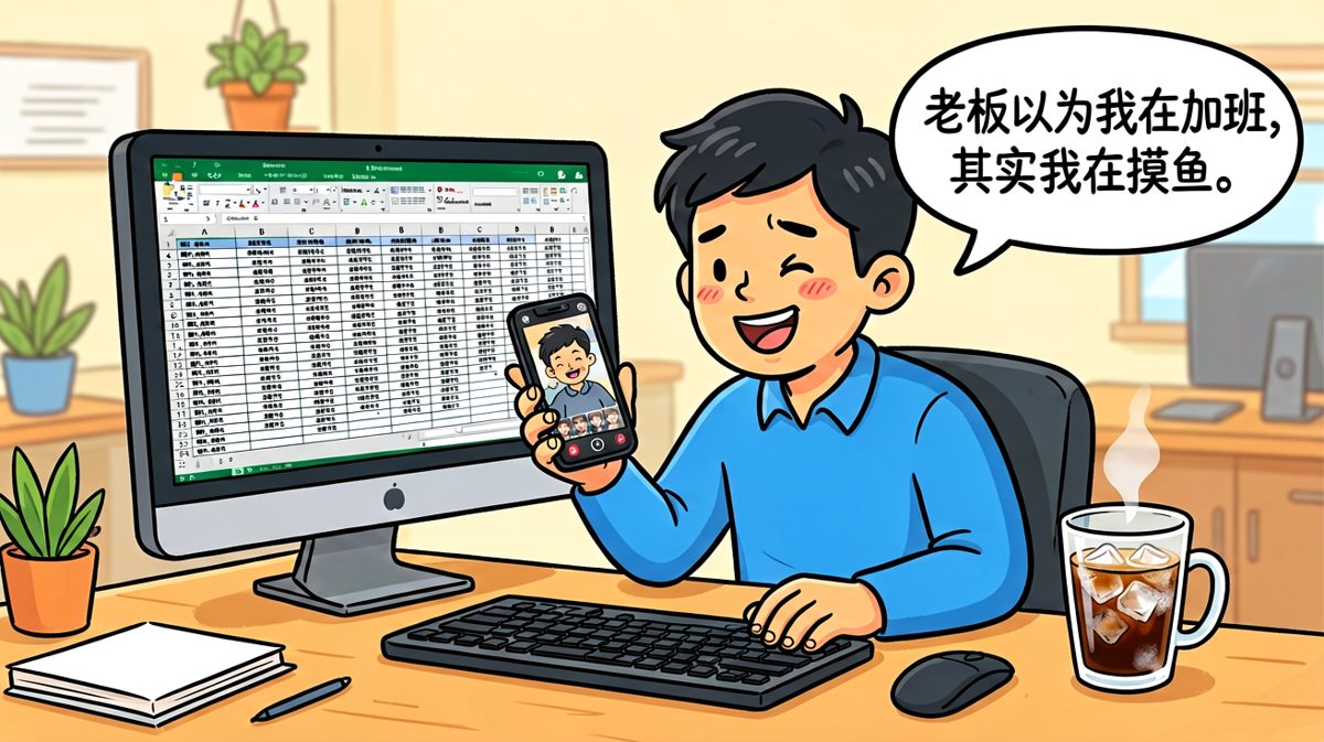 摸鱼高手的日常，老板来了我还在工作呢！