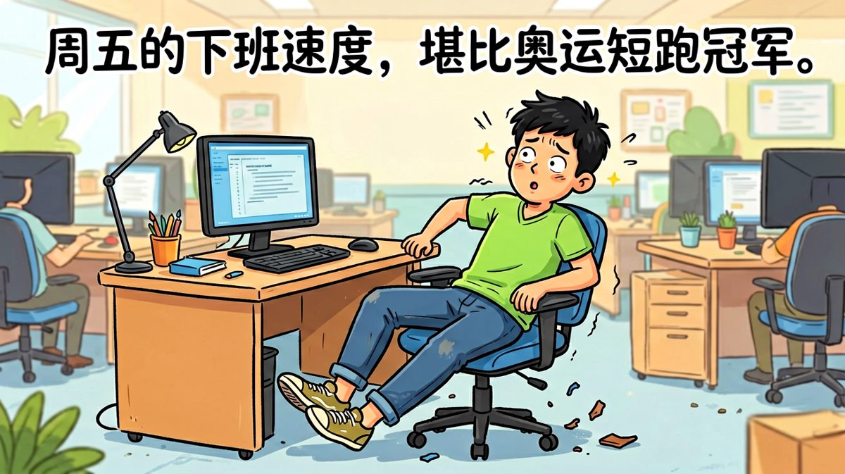 周五的最后一分钟，我的灵魂已经起飞了。