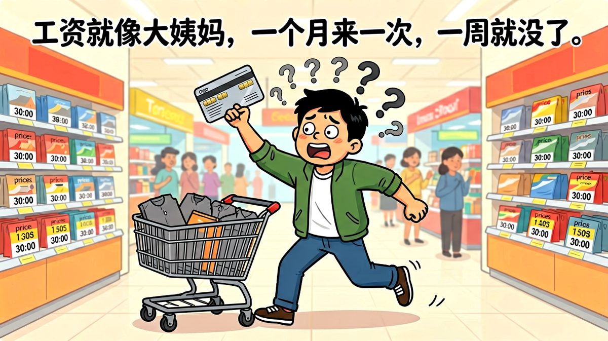 工资到手还没焐热，就已经花光了。