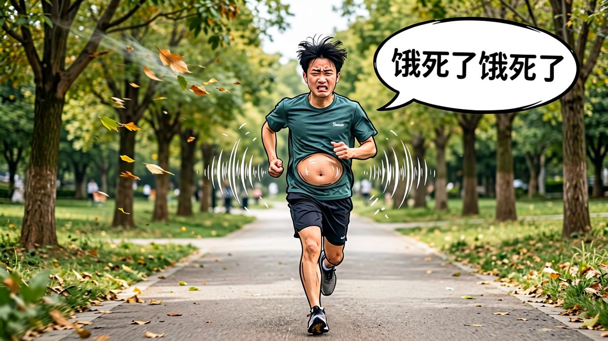 跑了不到十分钟，肚子开始造反。