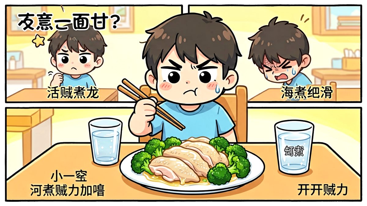 精心准备的减肥餐——水煮鸡胸肉配西兰花，看着就毫无食欲。