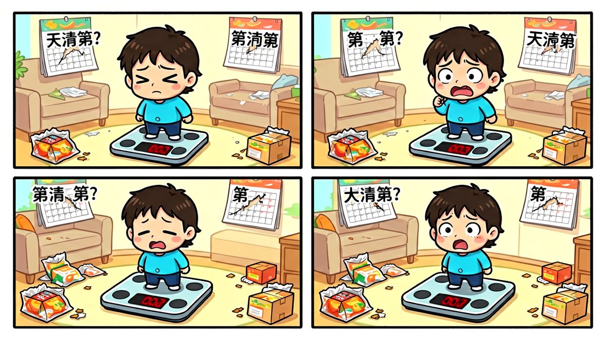 第二天上秤，体重不降反升，减肥计划第一天宣告失败。