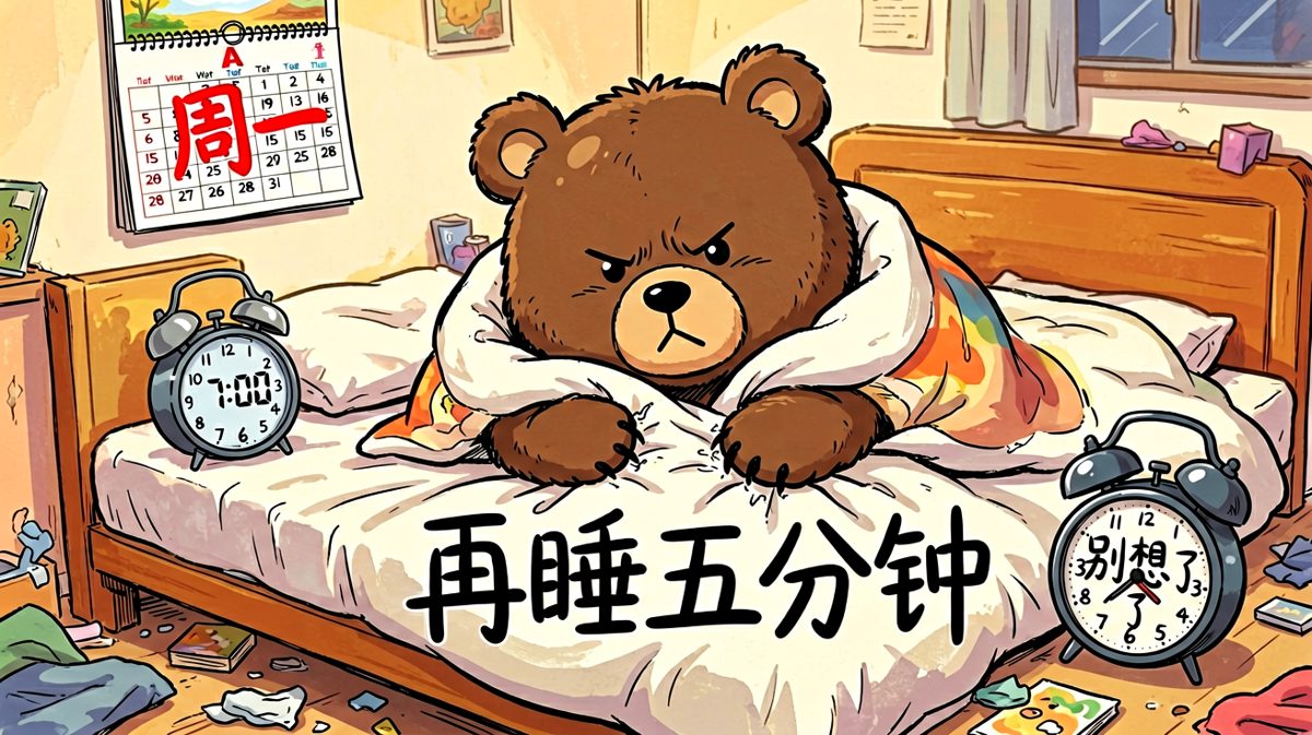 闹钟响了，我的灵魂还在被窝里