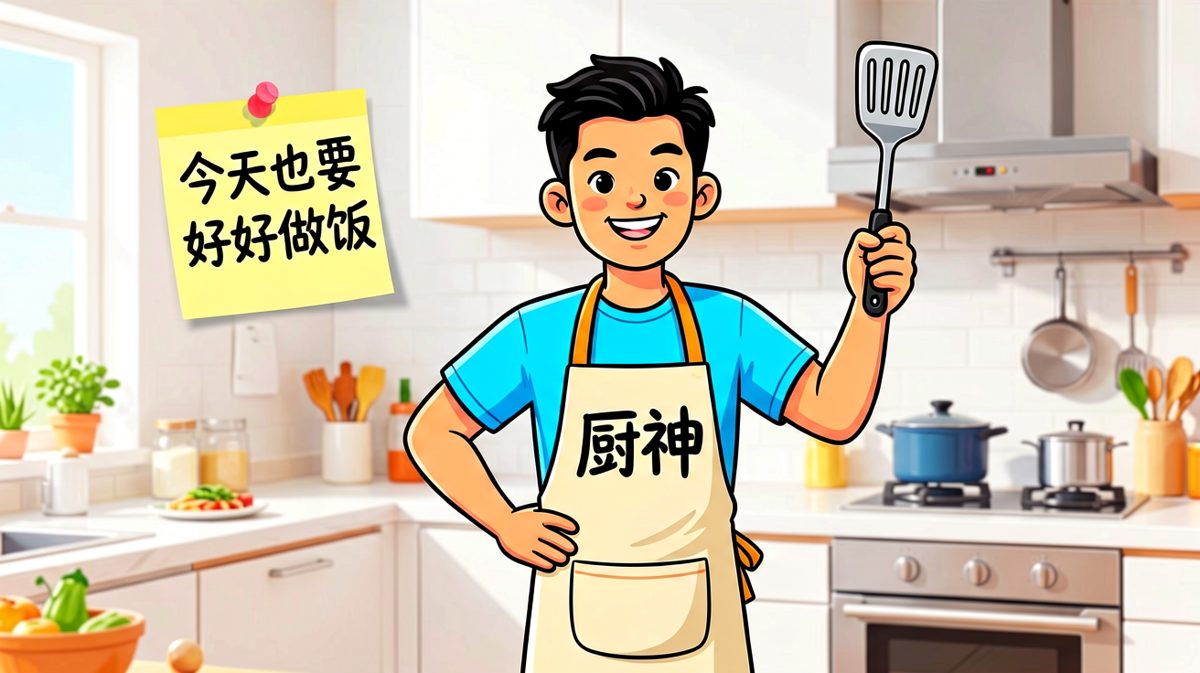 厨神附体，自信满满开灶台。