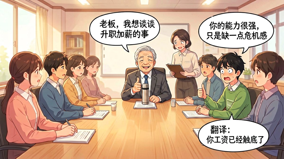 员工：我想谈谈升职加薪。老板：你很有潜力，再等等。员工：等了三年了老板。老板：三年后你就没潜力了。