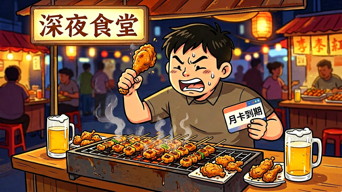 第三天，看到美食，健身卡已过期。