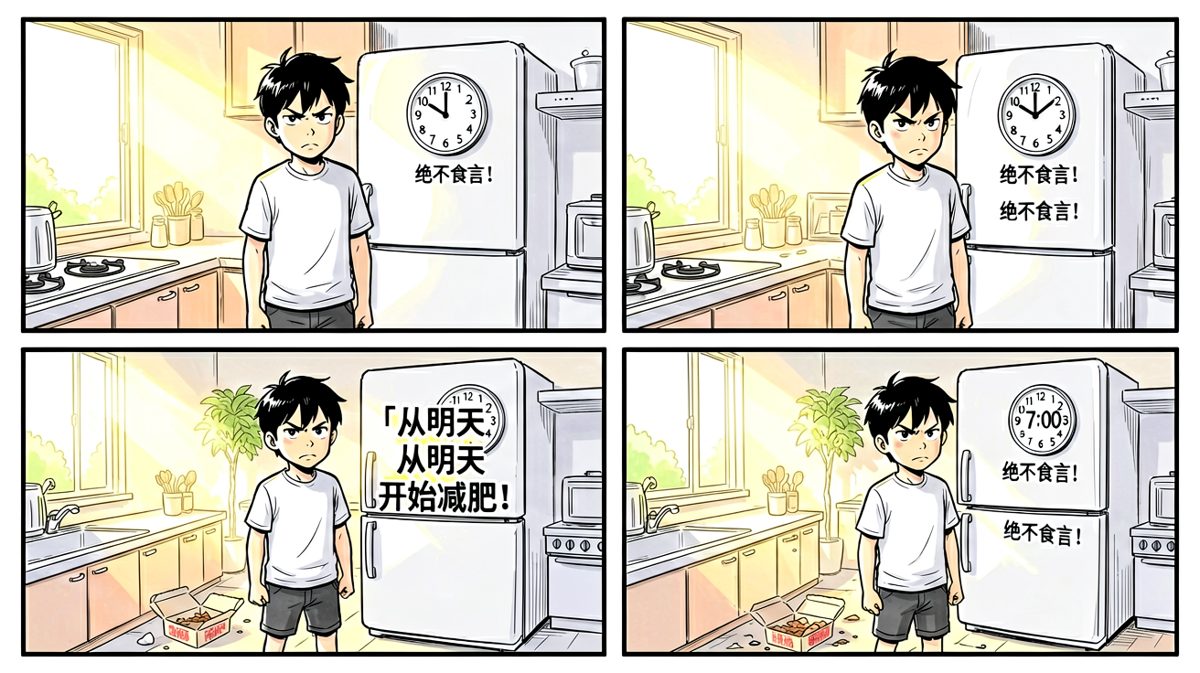 第二天继续发誓，但计划永远拖到明天