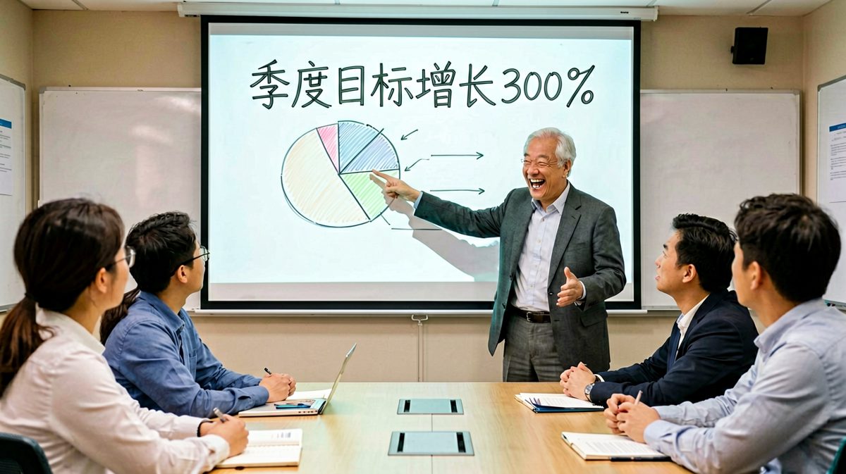 老板：今年目标增长三倍！员工：老板，三倍在哪？老板：在明年、后年、大后年，每年一分