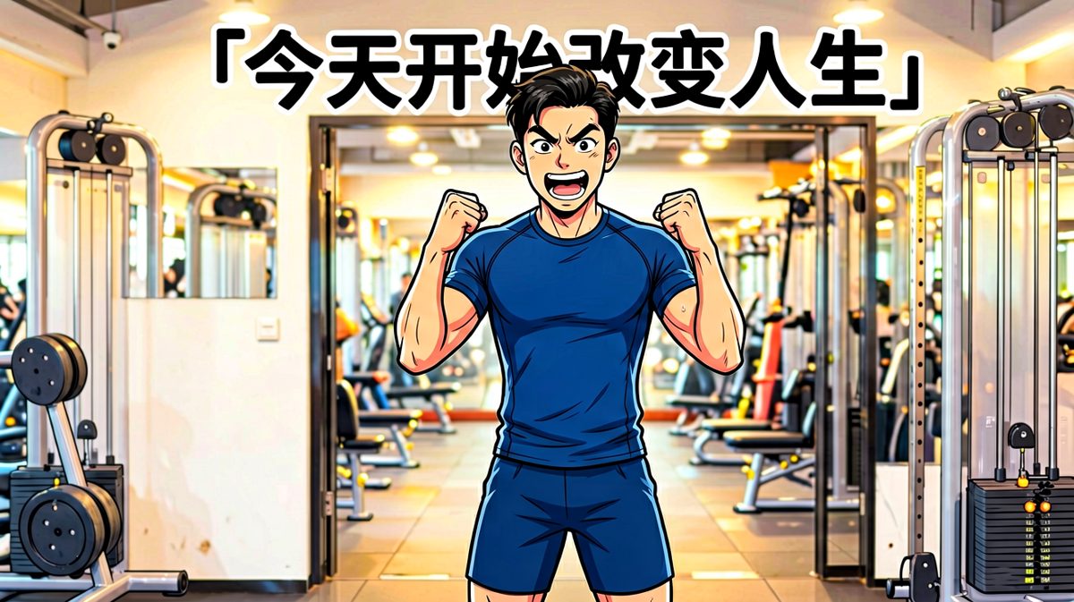 第一天健身，雄心万丈。