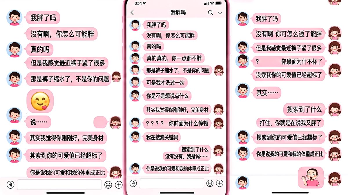 面对「我胖了吗」这个送命题，男生的回答一路滑跪。