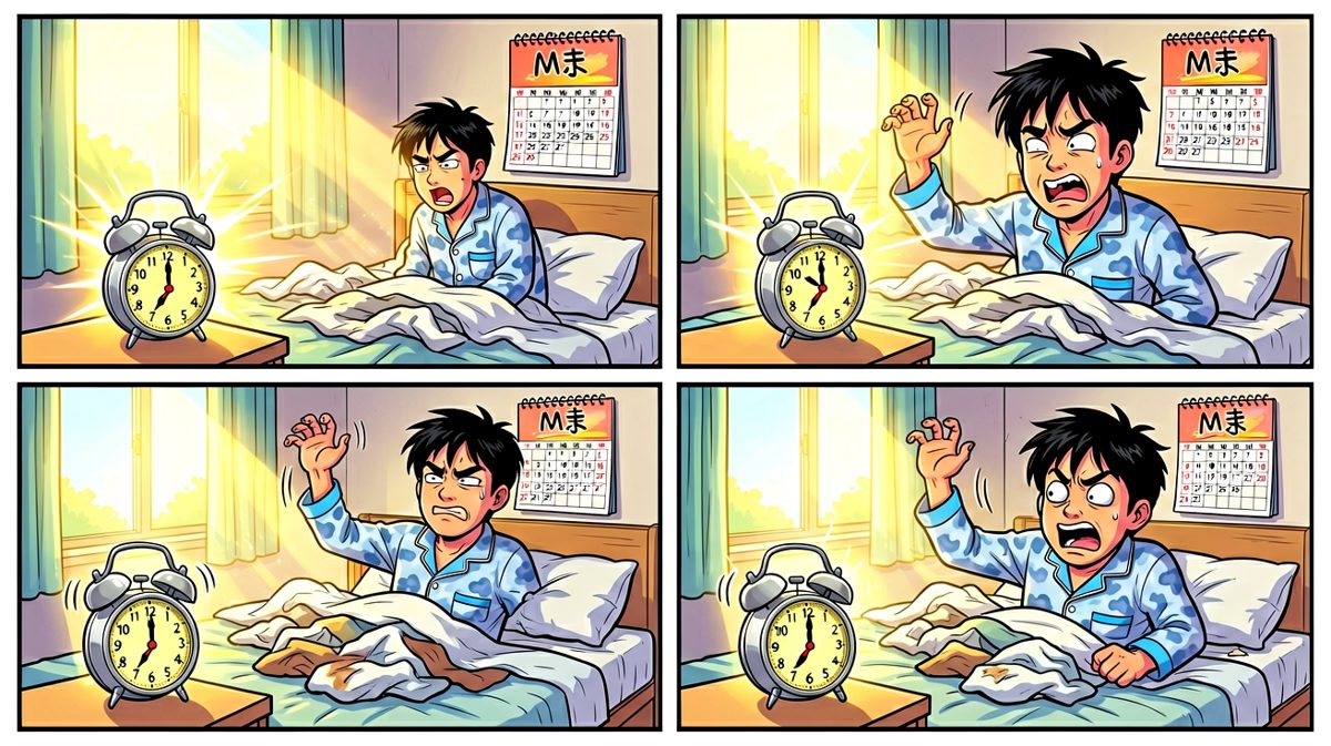 闹钟响起，灵魂还在床上