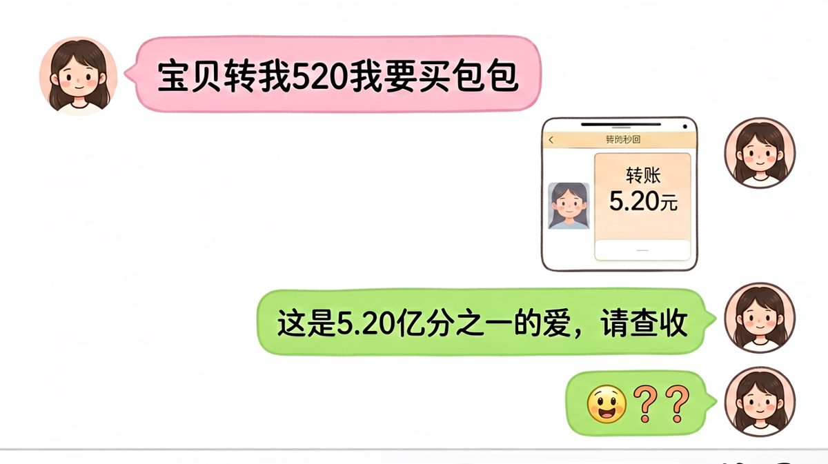 5.20元里的深情，男友的数学鬼才逻辑让女友无语