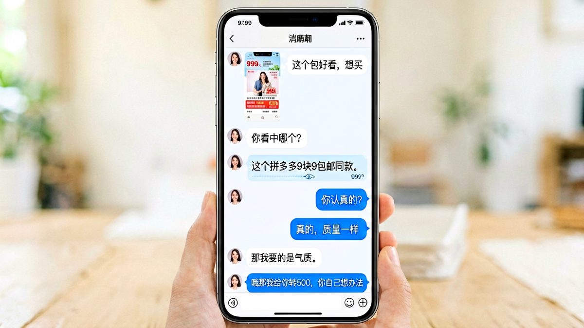 男生推荐9块9拼多多同款还反向转账，逻辑鬼才