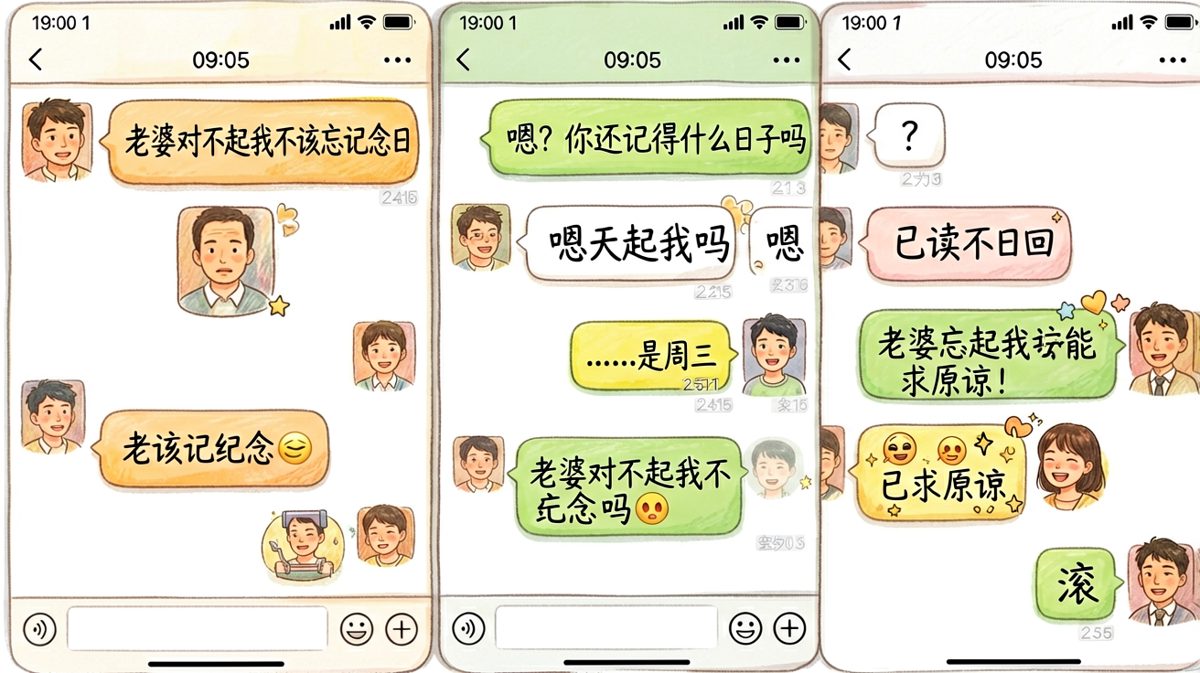 忘记纪念日后的求生欲全开，但周三这个回答彻底暴露