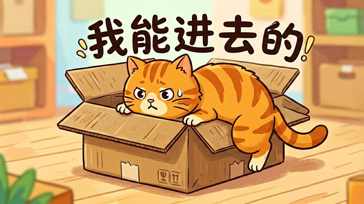 只要我够胖，纸箱就会自动变大——猫的逻辑。