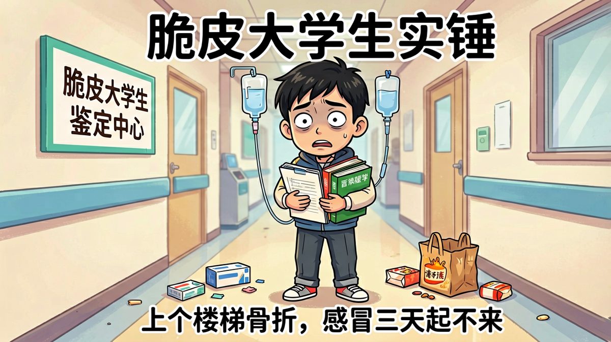 脆皮大学生确诊现场，身体素质令人担忧