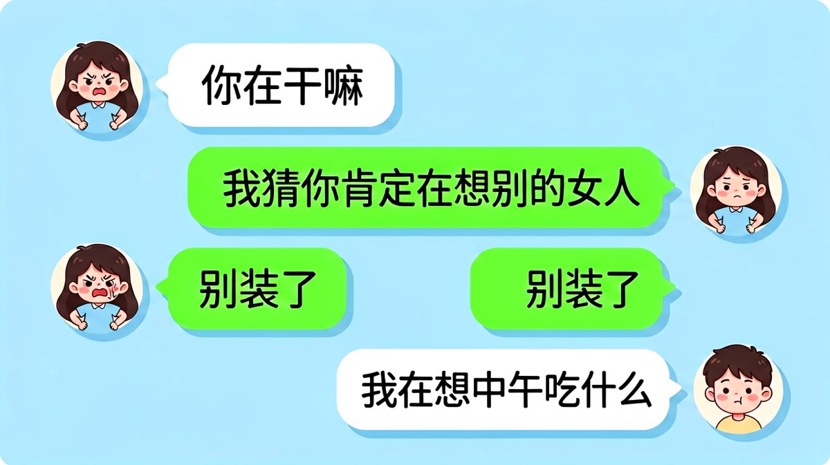 女朋友以为你在想别人，其实你只想中午那碗面加不加蛋