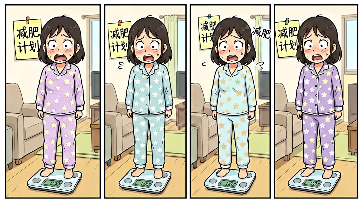 称完体重，下定决心开始减肥！