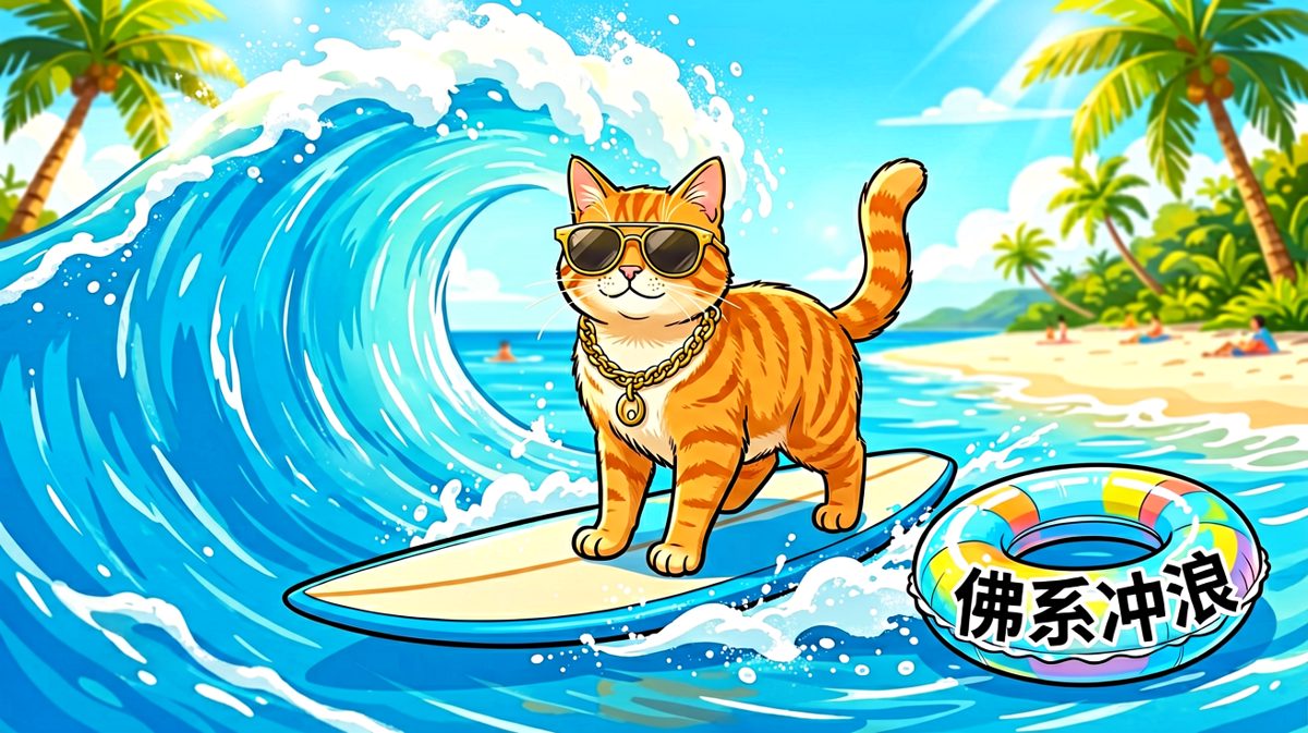 猫生巅峰，冲浪也要有态度。