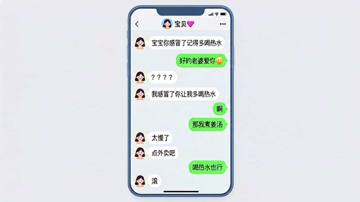感冒反转：明明是自己病了却让对方多喝热水