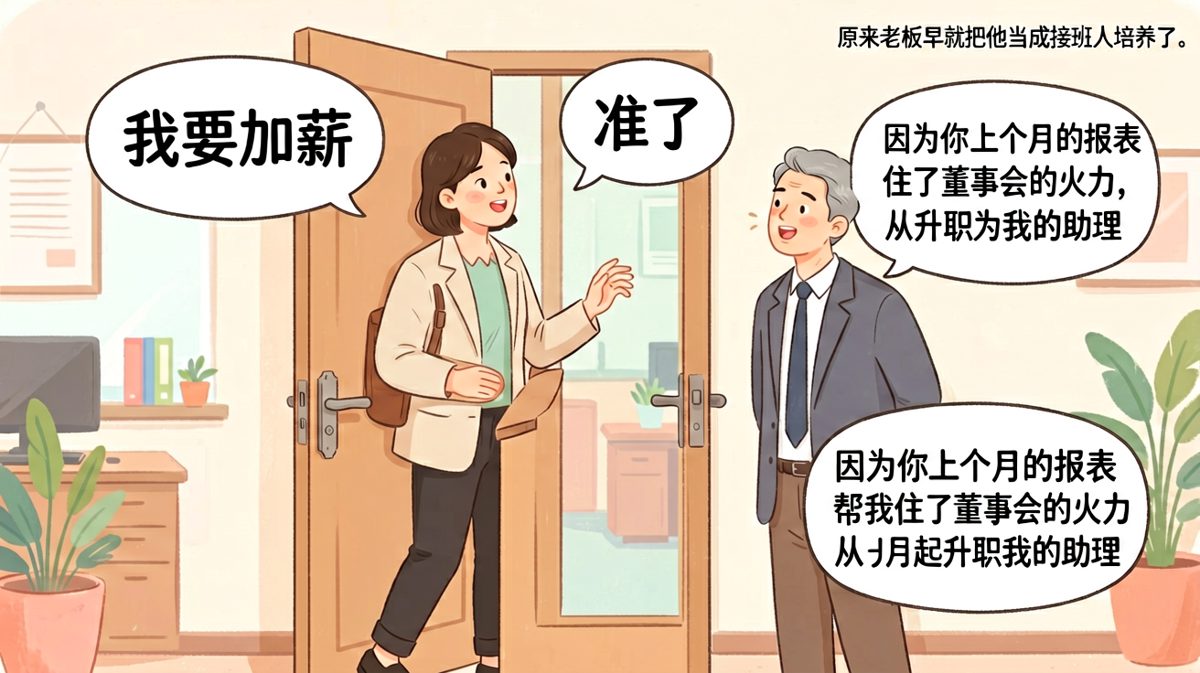 员工鼓起勇气谈加薪，结果反而被升职，这波反转让所有人都没想到。