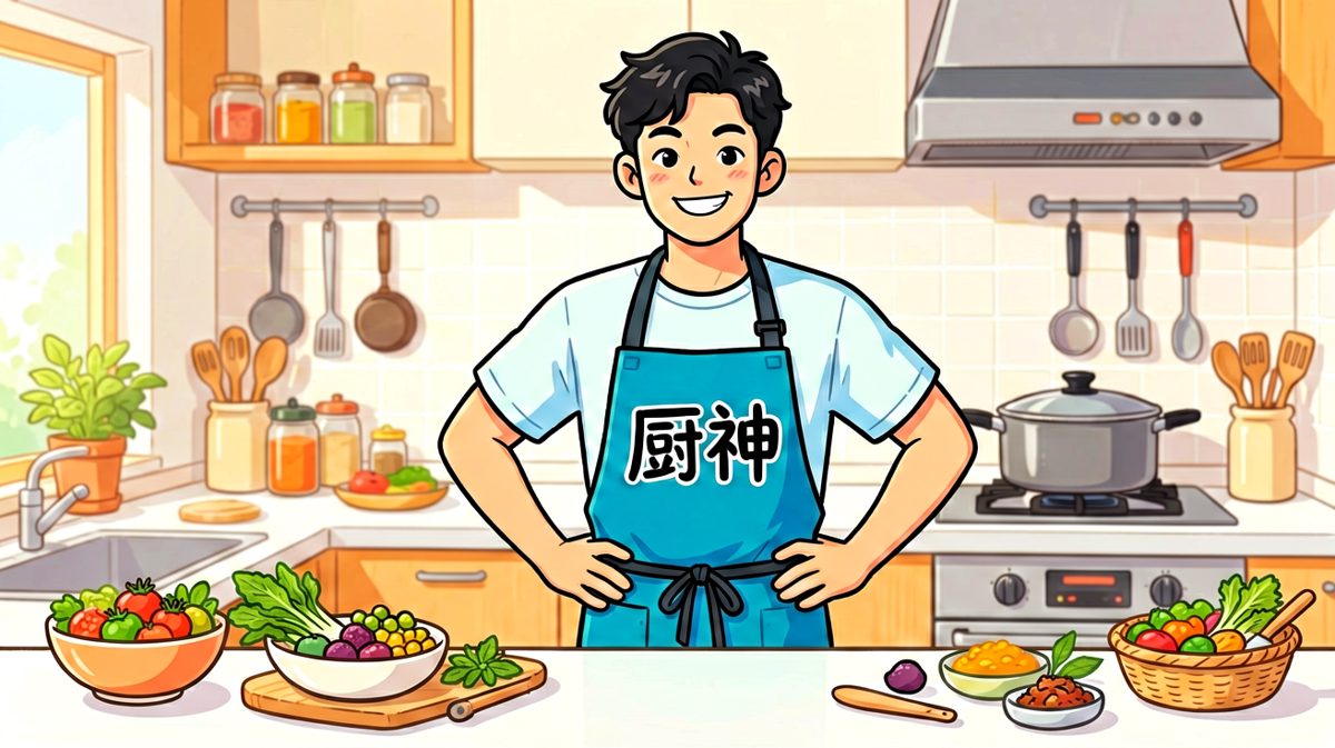 自信满满的'厨神'登场，今晚要大展身手！