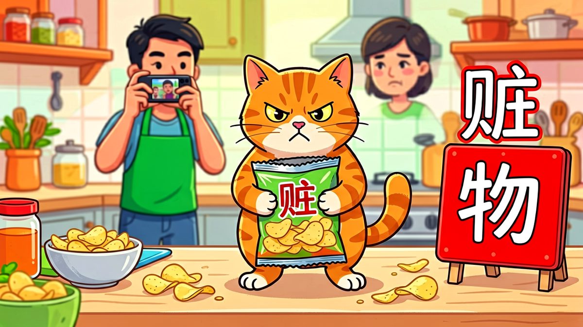 橘猫：这袋薯片我替你们保管，放心不了两分钟！