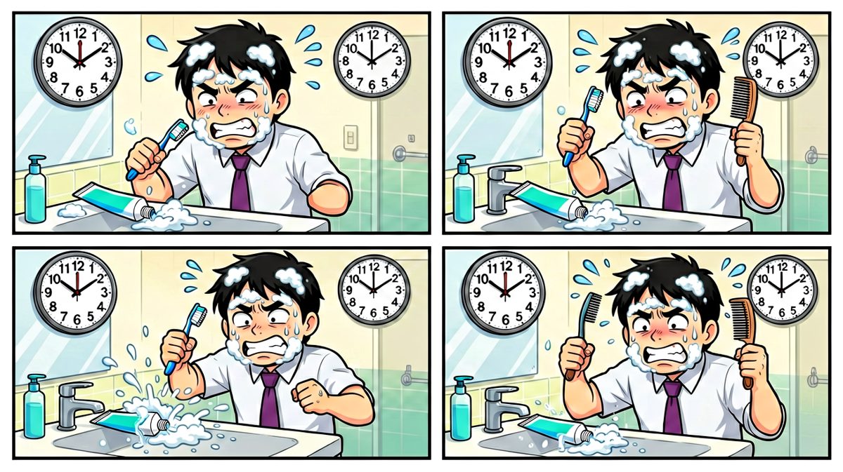 牙膏爆发，手忙脚乱