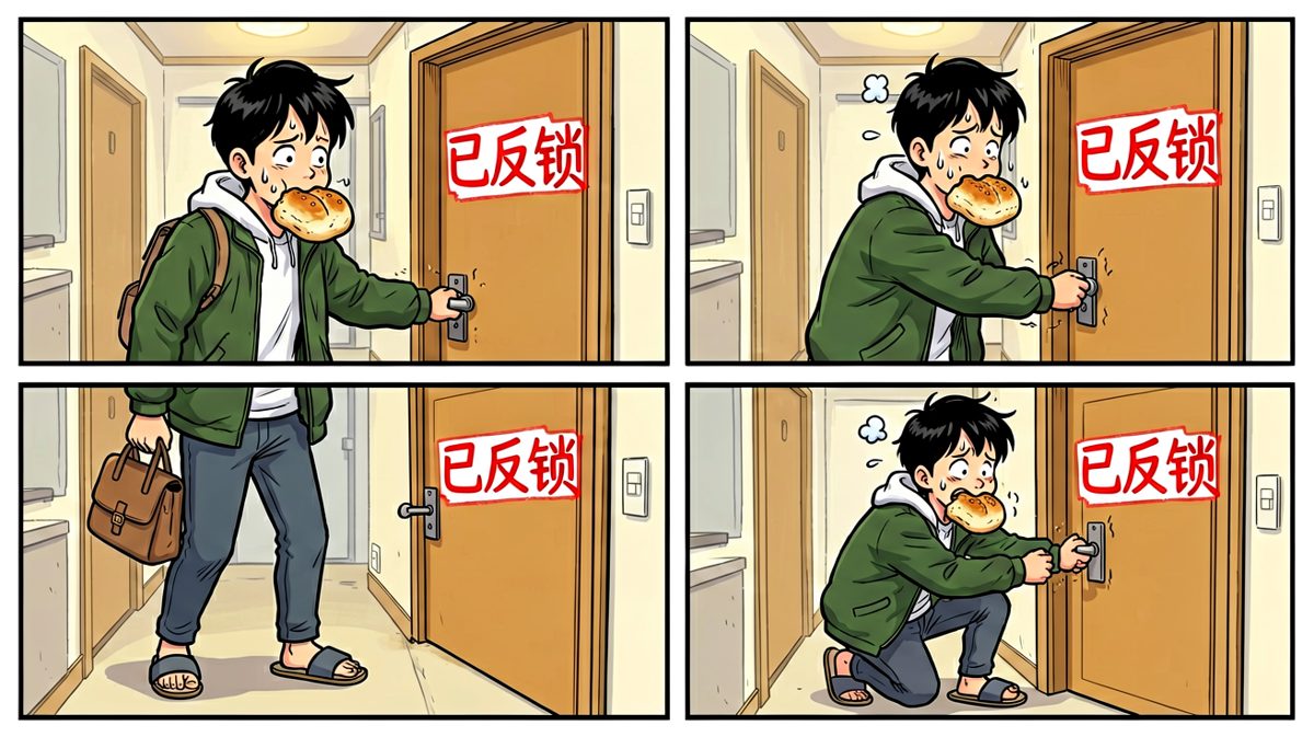 出门忘带钥匙，门还被自己反锁了……