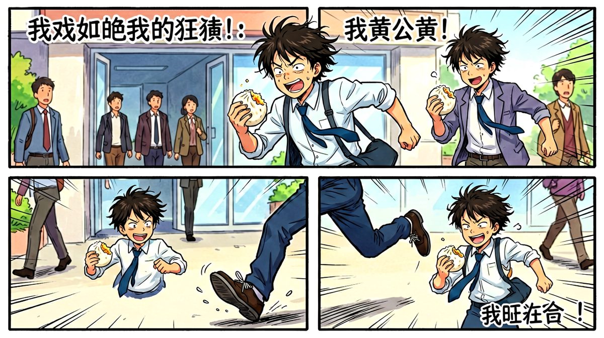 狼狈狂奔到公司