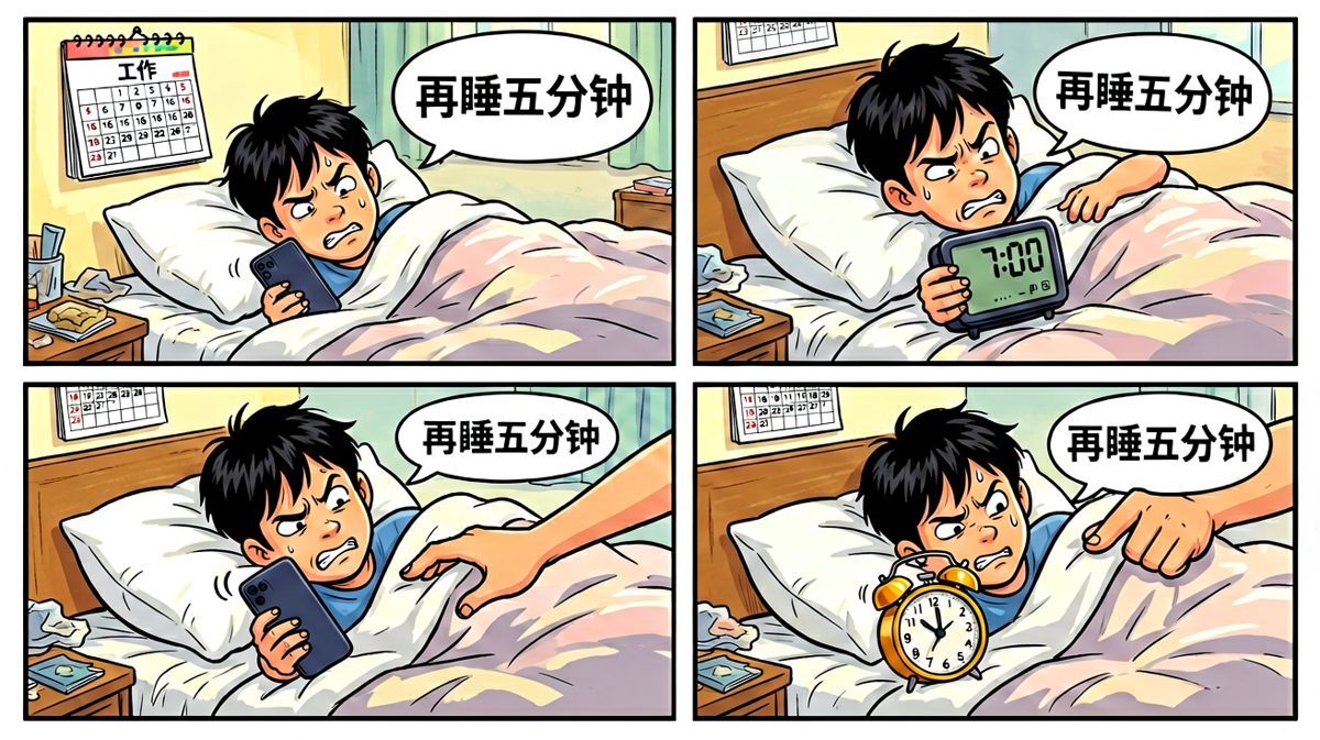 闹钟响起，主角选择装死
