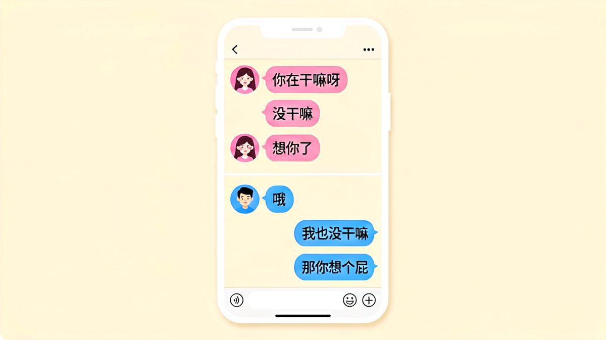 「想你了」→「你想个屁」——直男终结三连