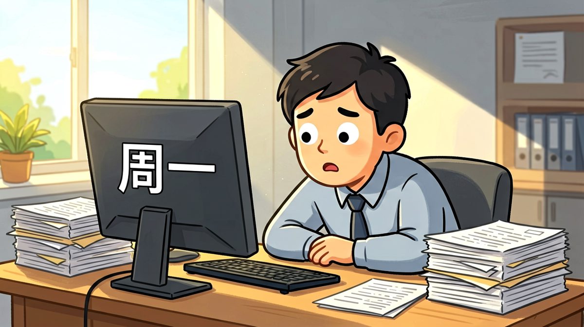 周一早上，灵魂还在床上，身体已被迫打卡。