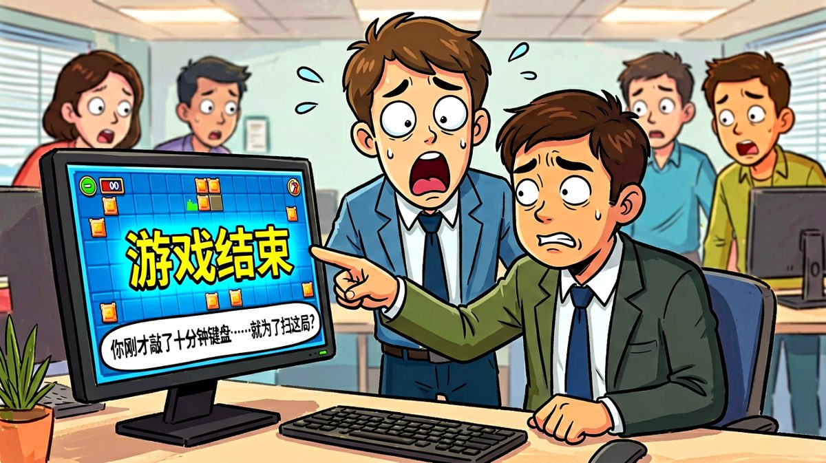 小李的视线落在屏幕上，社死降临——十分钟键盘表演，只为扫雷！