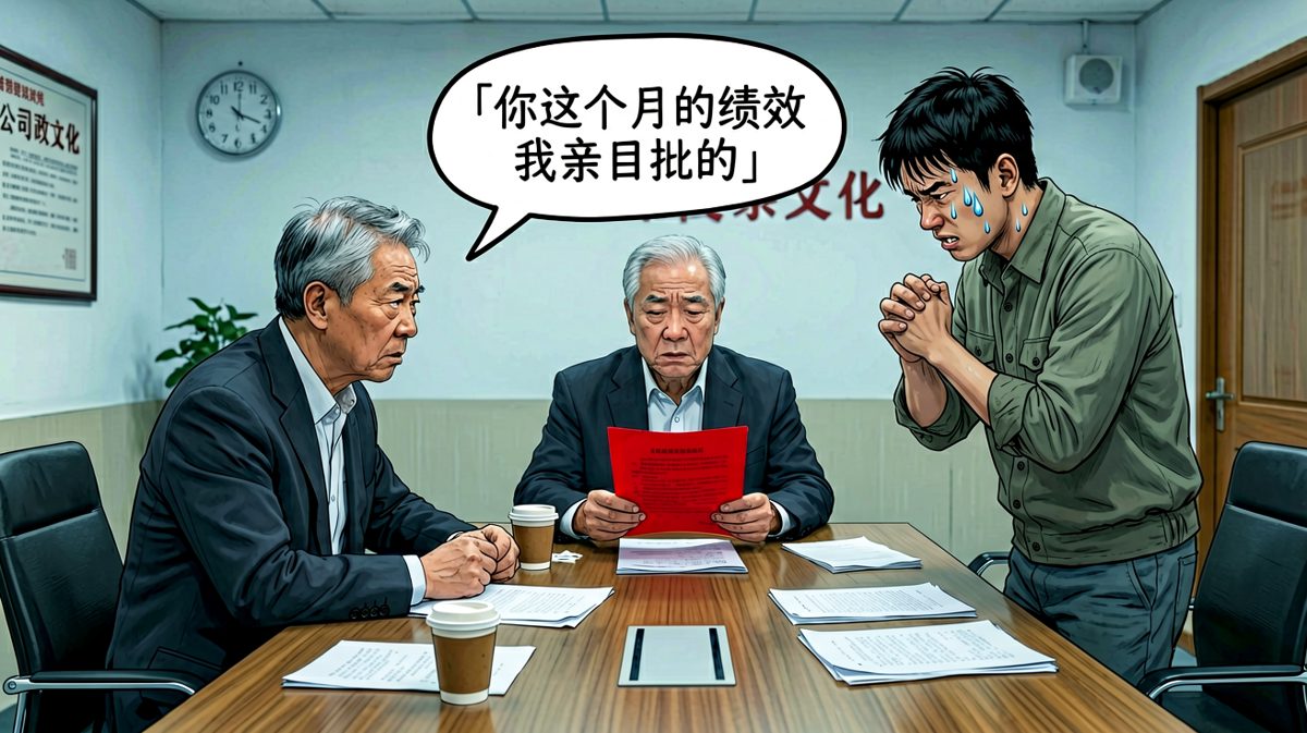 老板神秘地说绩效亲自批了，员工以为要扣钱，结果批的是「满分通过，继续加油」