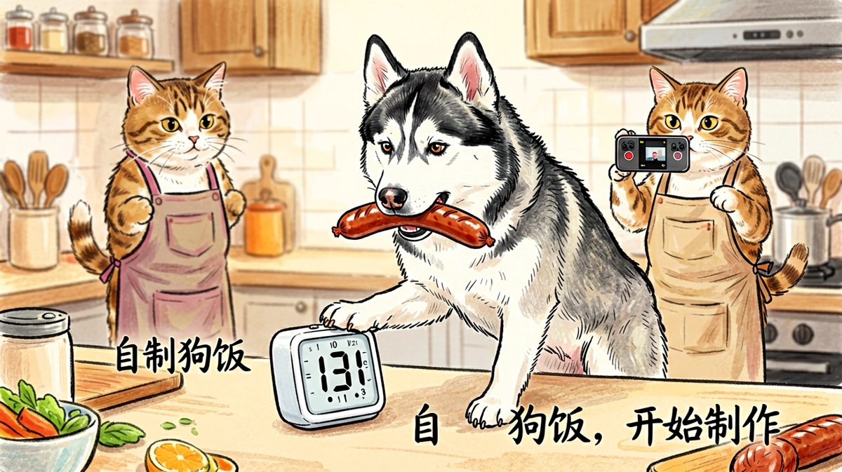 二哈：今天本汪要当主厨！喵：呵，又是一个翻车的。