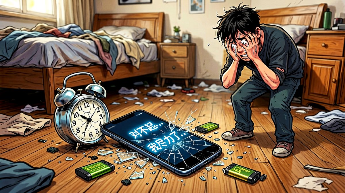 闹钟牺牲了，主人陷入了深深的自责。
