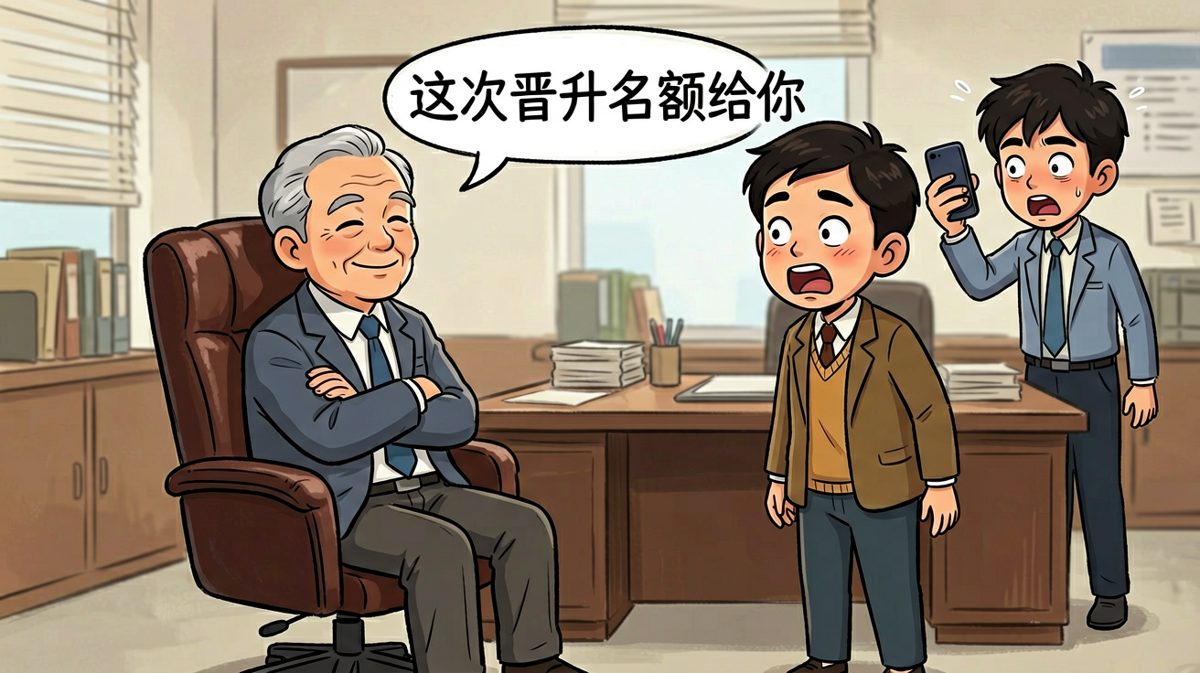 老板：好好干，明年给你升职。员工：谢谢老板！三个月后——升职的是老板的亲戚