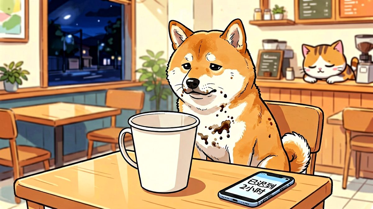 喝完这杯咖啡，一天过去了，柴犬彻底垮掉。