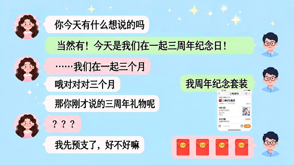 提前三年准备的纪念日，也算是一种浪漫吧？大概