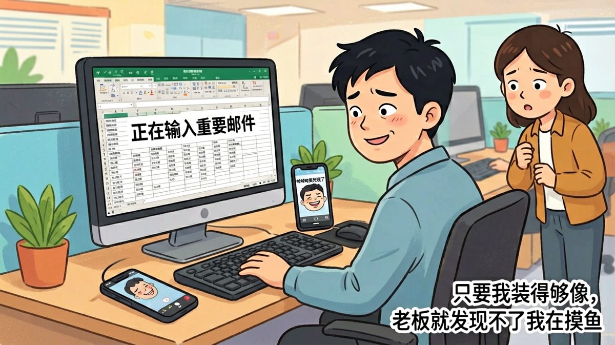 职场顶级表演艺术家，表面工作狂，背地里摸鱼人。